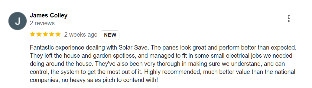Solar Save Renewables customer review Llandeilo