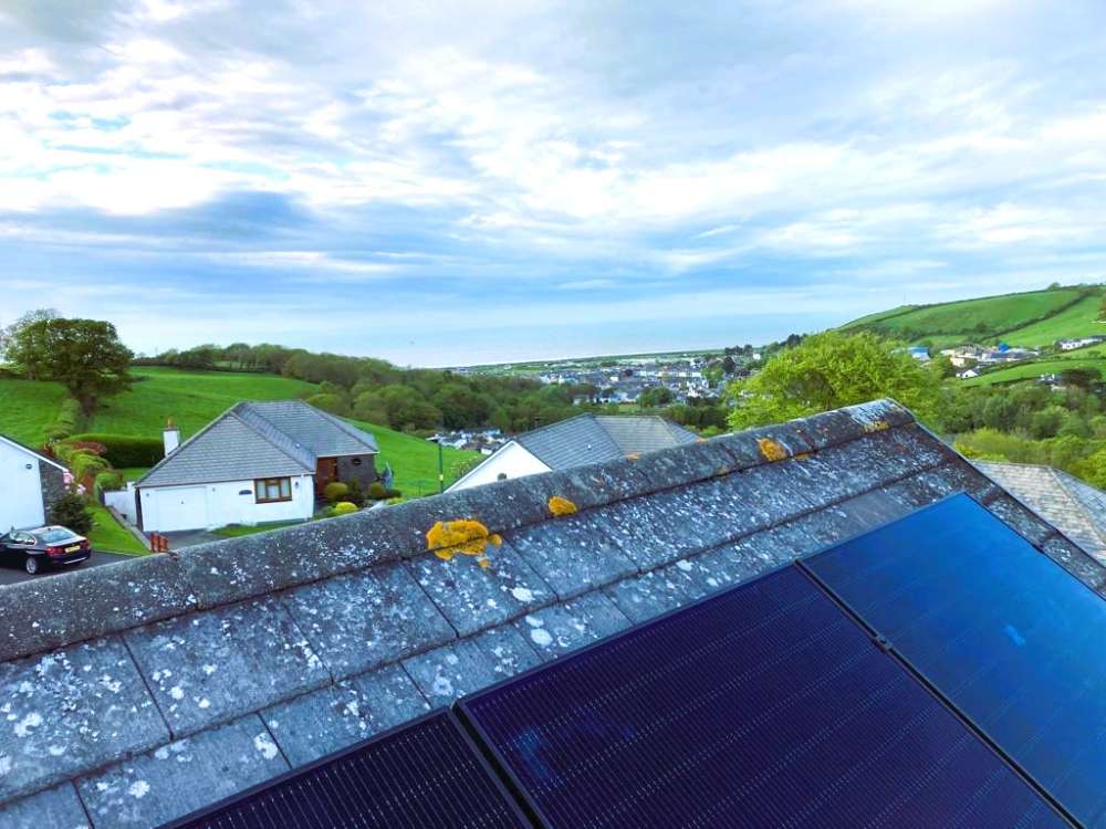 Close up of a solar panel installation