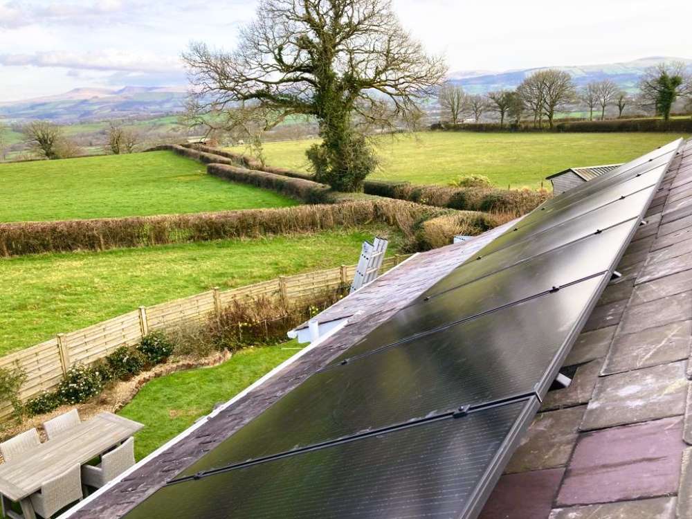 Solar panels installed in a rural location