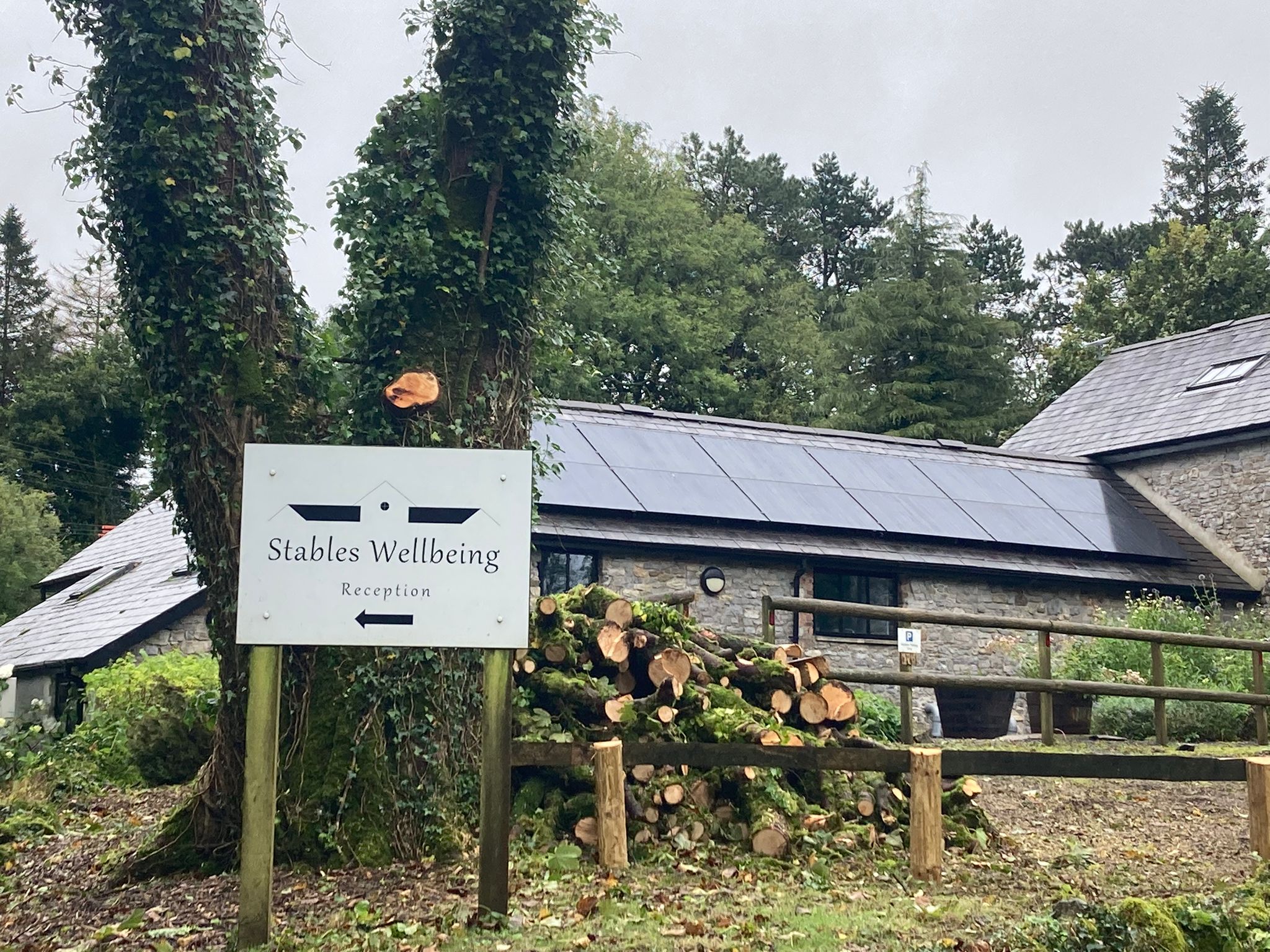 Solar panels installed on the roof of a rural wellness retreat in Trapp, Llandeilo
