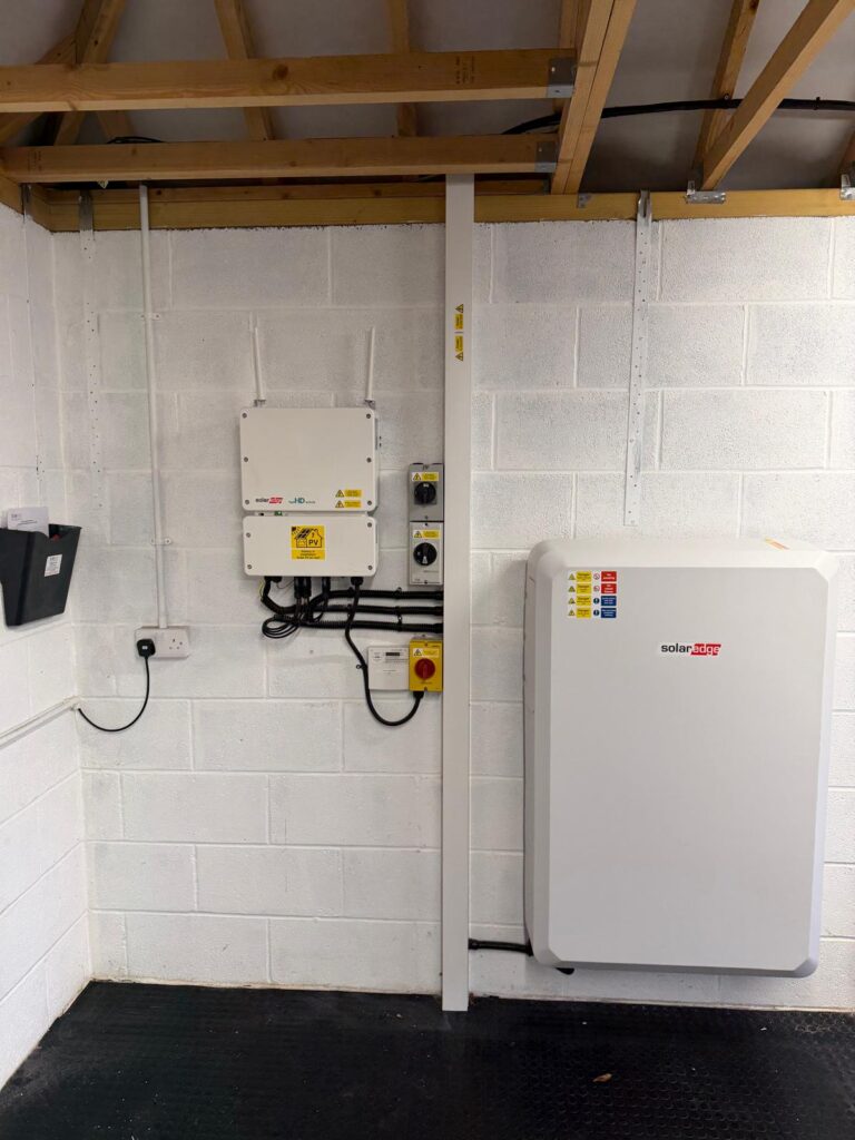 SolarEdge hybrid inverter with 10kWh battery storage installation in Wales